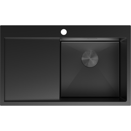 Mexen Exar évier en acier inoxydable 1 bac avec égouttoir droit 780 x 480 mm, noir - 6434781010P-70