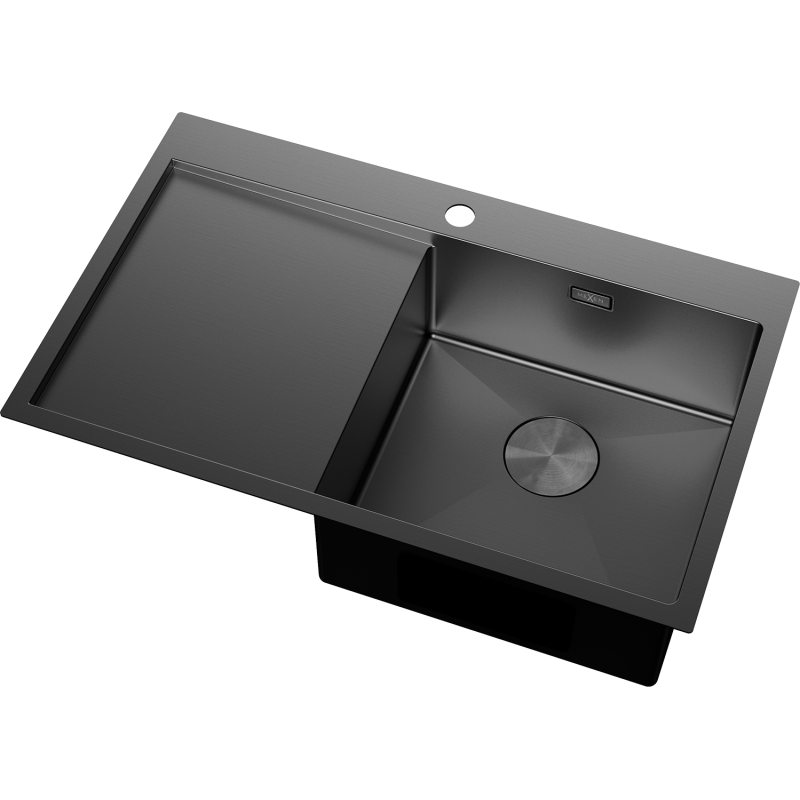 Mexen Exar évier en acier inoxydable 1 bac avec égouttoir, droit 780 x 480 mm, noir - 6434781010P-70
