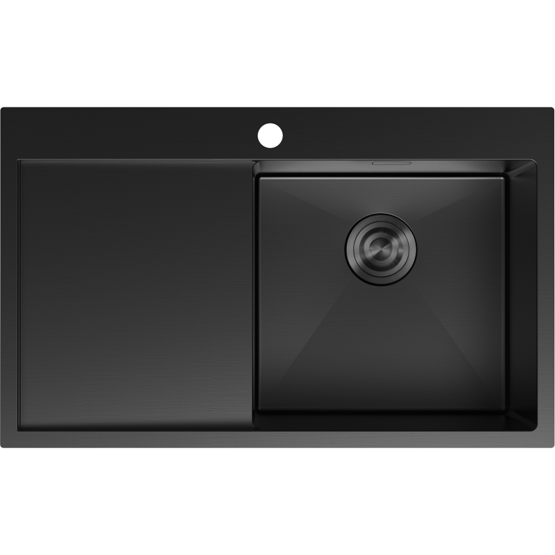 Mexen Exar évier en acier inoxydable 1 bac avec égouttoir, droit 780 x 480 mm, noir - 6434781010P-70