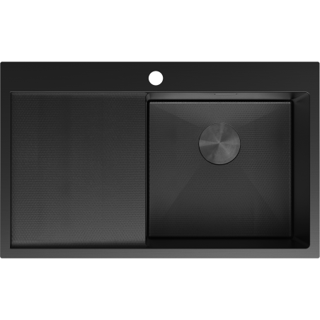 Mexen Exar évier en acier inoxydable 1 bac avec égouttoir droit 780 x 480 mm, noir HC - 6434781010P-70HC