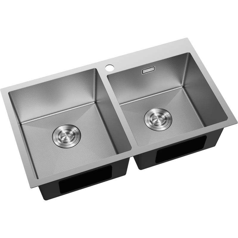 Mexen Xorin évier en acier à 2 bacs 780 x 450 mm, inox HC - 6441782000-01HC