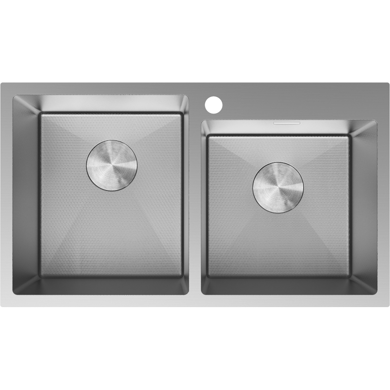 Mexen Xorin évier en acier inoxydable 2 bacs 780 x 450 mm, inox HC -6441782000-01HC