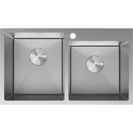 Mexen Xorin évier en acier à 2 bacs 780 x 450 mm, inox HC - 6441782000-01HC