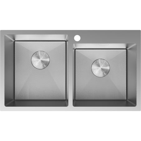Mexen Xorin évier en acier inoxydable 2 bacs 780 x 450 mm, inox HC -6441782000-01HC
