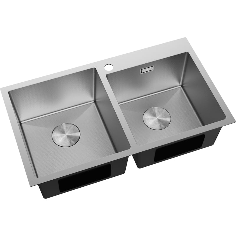 Mexen Xorin évier en acier à 2 bacs 780 x 450 mm, inox HC - 6441782000-01HC