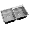 Mexen Xorin évier en acier à 2 bacs 780 x 450 mm, inox HC - 6441782000-01HC