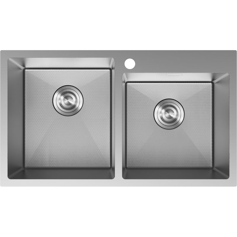 Mexen Xorin évier en acier à 2 bacs 780 x 450 mm, inox HC - 6441782000-01HC