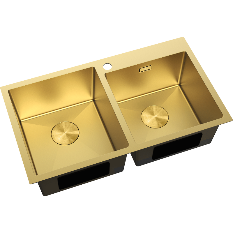 Mexen Xorin évier en acier inoxydable 2 bacs 780 x 450 mm, doré - 6441782000-55