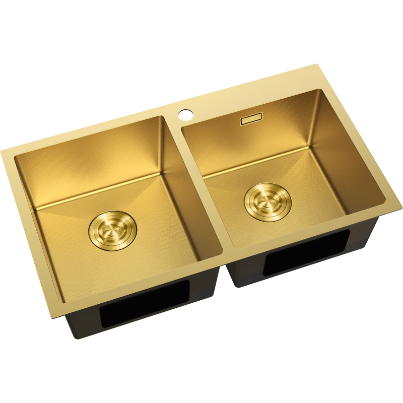 Mexen Xorin évier en acier inoxydable à 2 cuves 780 x 450 mm, doré HC - 6441782000-55HC
