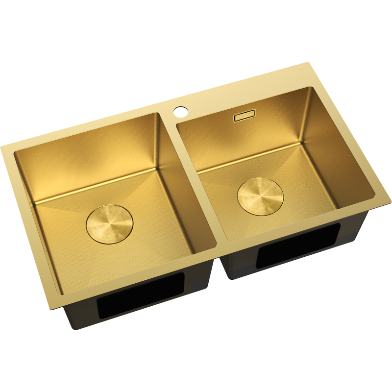 Mexen Xorin évier en acier inoxydable à 2 cuves 780 x 450 mm, doré HC - 6441782000-55HC