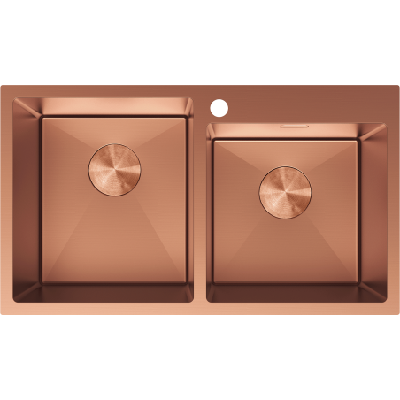 Mexen Xorin évier en acier inoxydable 2 bacs 780 x 450 mm, cuivre - 6441782000-65