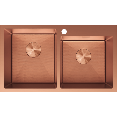 Mexen Xorin évier en acier inoxydable 2 cuves 780 x 450 mm, cuivre HC - 6441782000-65HC