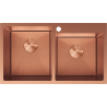 Mexen Xorin évier en acier inoxydable 2 cuves 780 x 450 mm, cuivre HC - 6441782000-65HC