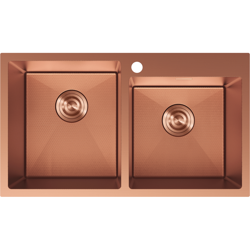 Mexen Xorin évier en acier inoxydable 2 cuves 780 x 450 mm, cuivre HC - 6441782000-65HC