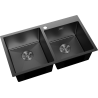 Mexen Xorin évier en acier 2 bacs 780 x 450 mm, noir - 6441782000-70