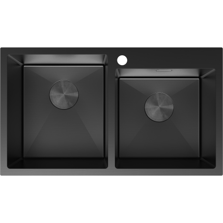 Mexen Xorin évier en acier 2 bacs 780 x 450 mm, noir - 6441782000-70