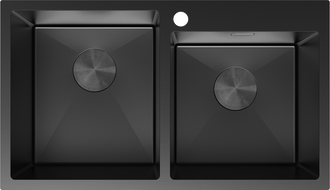 Mexen Xorin évier en acier inoxydable à 2 bacs 780 x 450 mm, noir - 6441782000-70