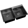 Mexen Xorin évier en acier 2 bacs 780 x 450 mm, noir - 6441782000-70