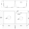 Mexen Xorin évier en acier inoxydable à 2 bacs 780 x 450 mm, noir HC - 6441782000-70HC