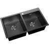 Mexen Xorin évier en acier inoxydable à 2 bacs 780 x 450 mm, noir HC - 6441782000-70HC