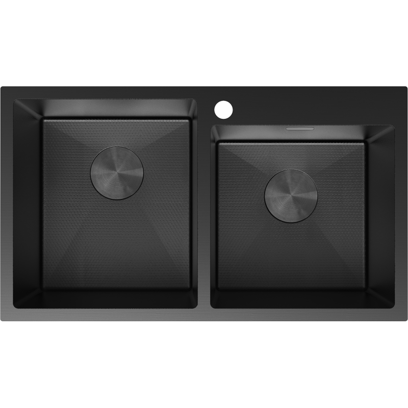 Mexen Xorin évier en acier inoxydable à 2 bacs 780 x 450 mm, noir HC - 6441782000-70HC