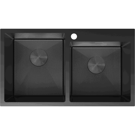 Mexen Xorin évier en acier inoxydable à 2 bacs 780 x 450 mm, noir HC - 6441782000-70HC