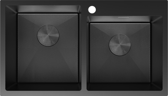 Mexen Xorin évier en acier inoxydable 2 bacs 780 x 450 mm, noir HC - 6441782000-70HC