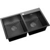 Mexen Xorin évier en acier inoxydable à 2 bacs 780 x 450 mm, noir HC - 6441782000-70HC
