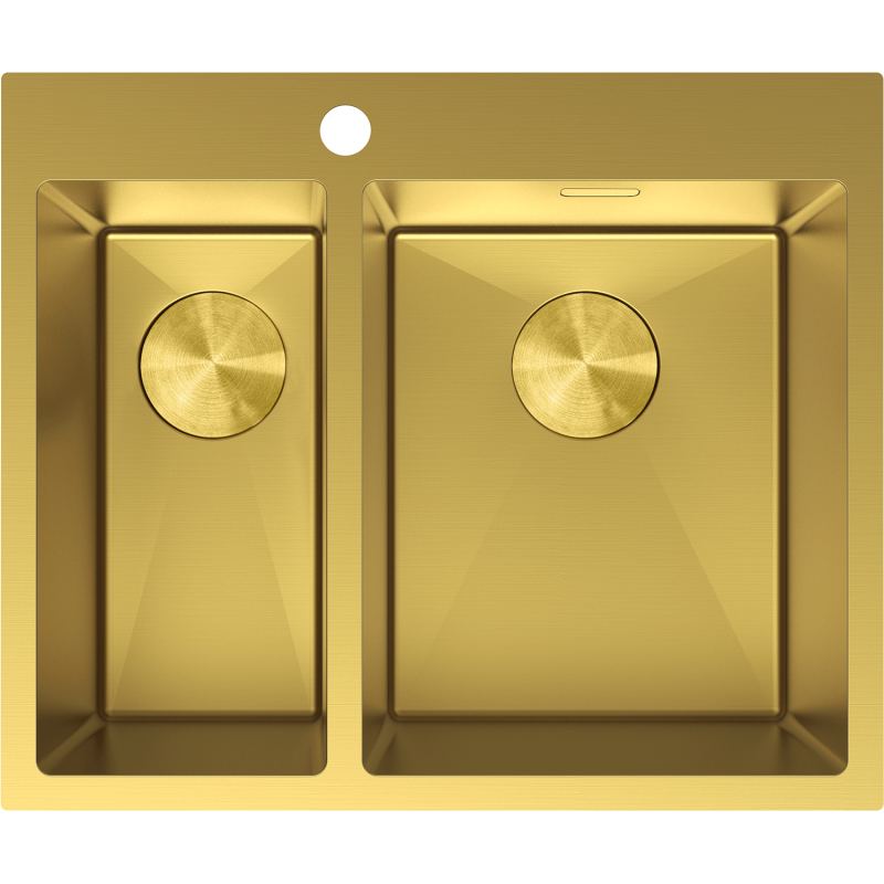 Mexen Flexo évier en acier inoxydable 1,5 cuves 610 x 510 mm, doré - 6446611500-55