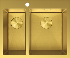 Mexen Flexo évier en acier inoxydable 1,5 bac 610 x 510 mm, doré HC - 6446611500-55HC
