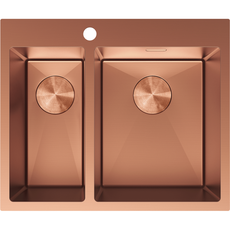 Mexen Flexo évier en acier inoxydable 1,5 chambres 610 x 510 mm, cuivre - 6446611500-65
