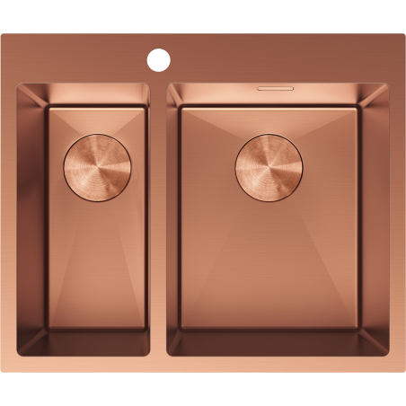 Mexen Flexo évier en acier inoxydable 1,5 chambres 610 x 510 mm, cuivre - 6446611500-65