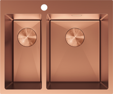 Mexen Flexo évier en acier inoxydable 1,5 chambres 610 x 510 mm, cuivre - 6446611500-65