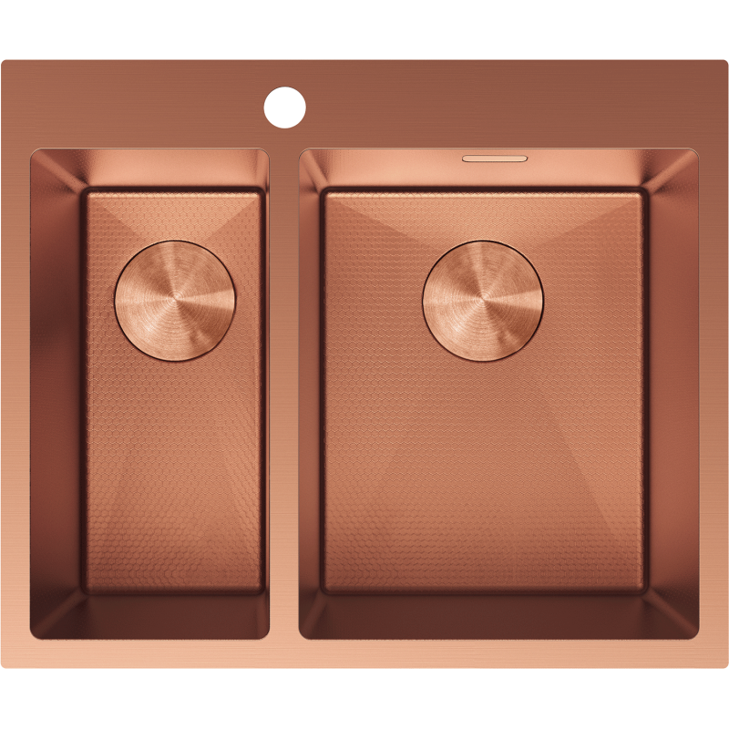 Mexen Flexo évier en acier inoxydable 1,5 bacs 610 x 510 mm, cuivre HC - 6446611500-65HC