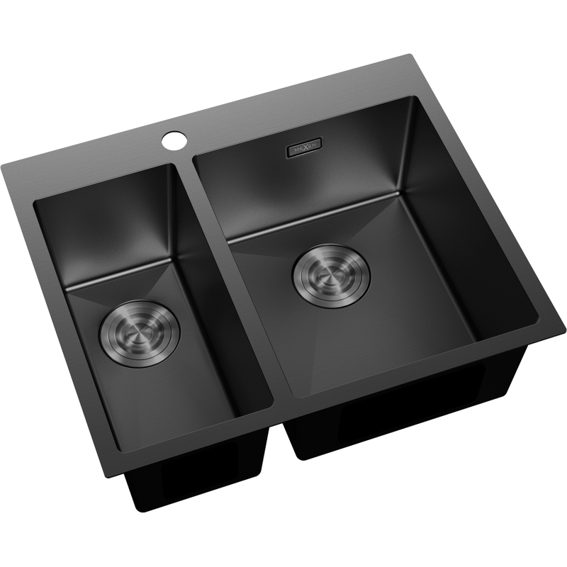Mexen Flexo évier en acier inoxydable 1,5 bac 610 x 510 mm, noir - 6446611500-70