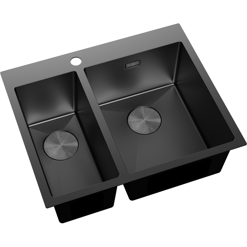 Mexen Flexo évier en acier inoxydable 1,5 bac 610 x 510 mm, noir - 6446611500-70