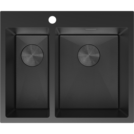 Mexen Flexo évier en acier inoxydable 1,5 cuves 610 x 510 mm, noir HC - 6446611500-70HC