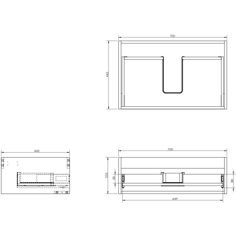 Mexen Orio meuble de salle de bain sous lavabo 70 cm, 1 tiroir, blanc mat - 91A10-07023-1-BF01
