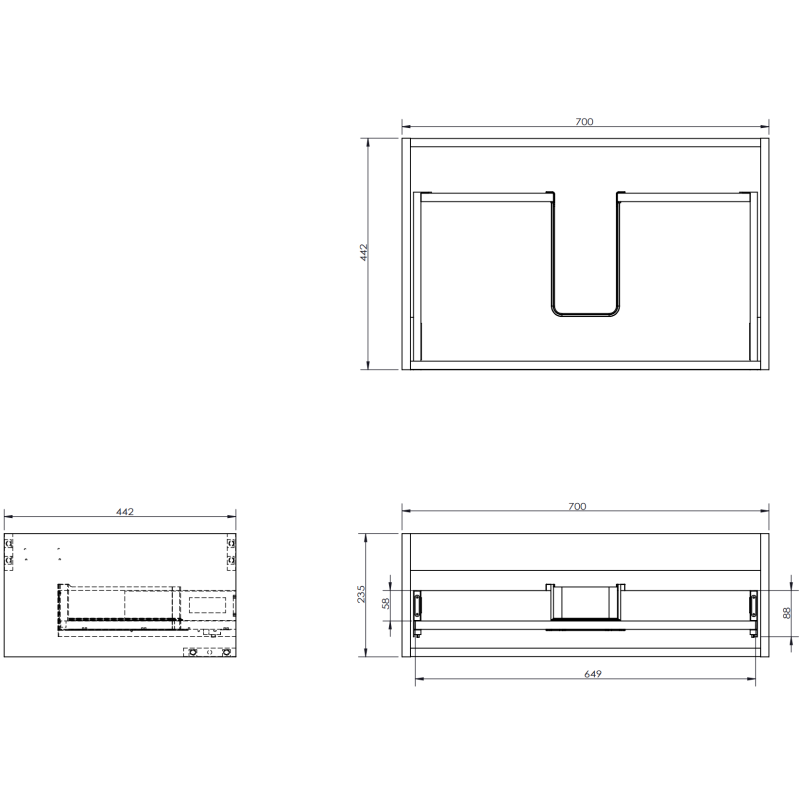 Mexen Orio armoire de salle de bain sous-lavabo 70 cm, 1 tiroir, graphite mat - 91A10-07023-1-BF66