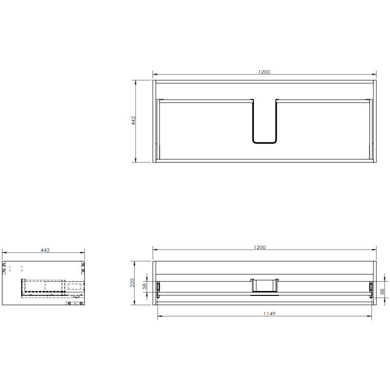 Mexen Orio armoire de salle de bain sous-lavabo 120 cm, 1 tiroir, gris mat - 91A10-12023-1-BF62