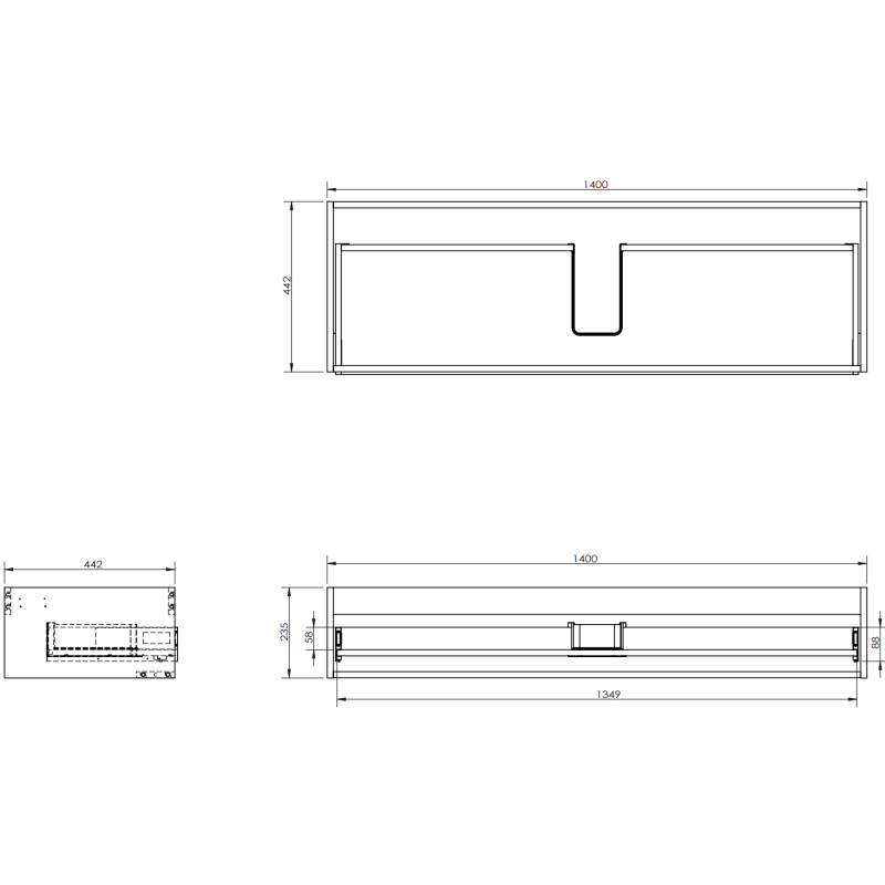 Mexen Orio meuble de salle de bain sous lavabo 140 cm, 1 tiroir, graphite mat - 91A10-14023-1-BF66
