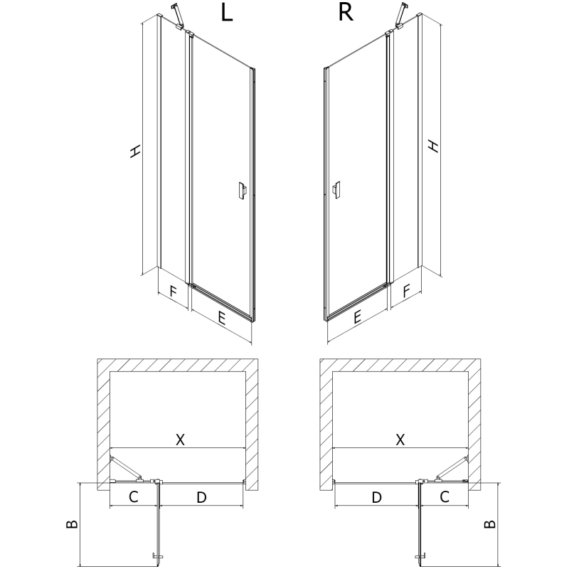 Mexen Mist porte de douche pivotante 115 cm, transparent, doré - 8A4-115-000-50-00