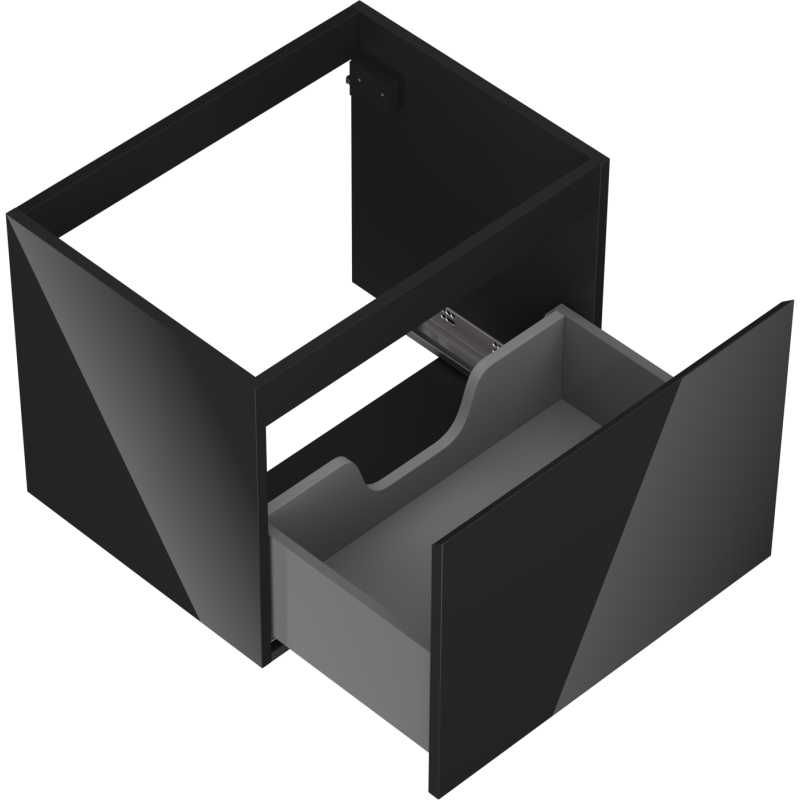 Mexen Orio meuble de salle de bain sous lavabo 60 cm, 1 tiroir, noir brillant - 91A10-06047-1-BF70