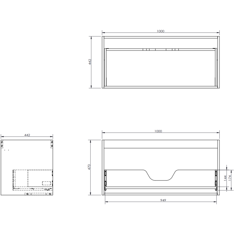 Mexen Orio meuble de salle de bain sous lavabo 100 cm, 1 tiroir, blanc brillant - 91A10-10047-1-BF00