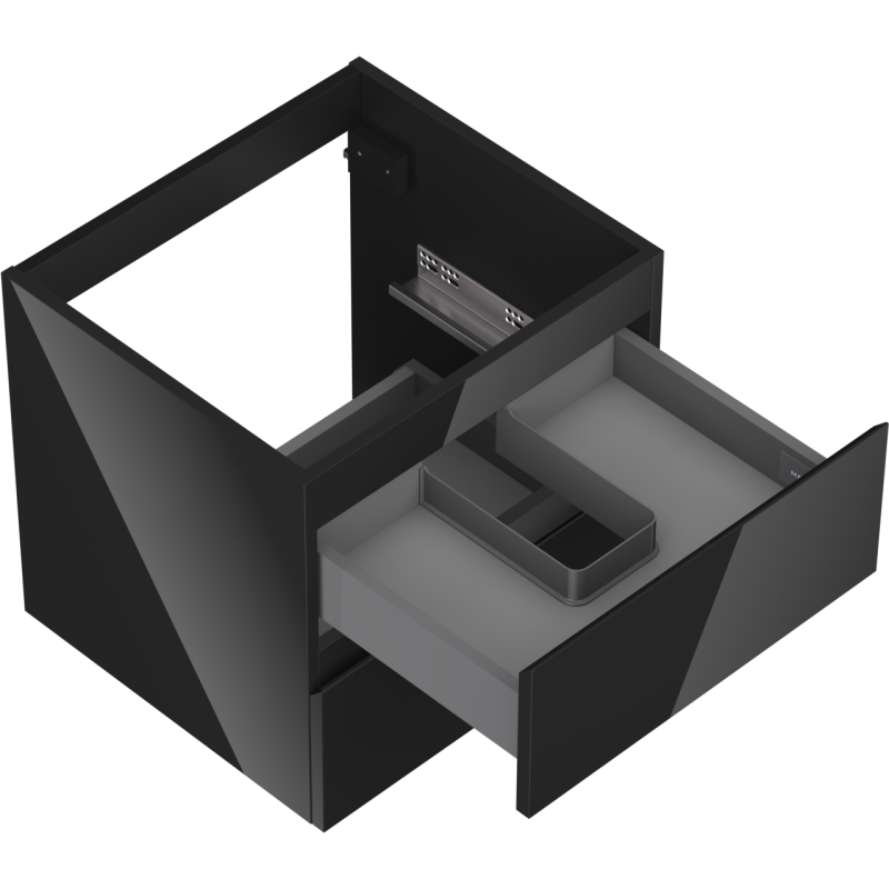 Mexen Orio meuble de salle de bain sous vasque 50 cm, 2 tiroirs, noir brillant - 91A10-05047-2-BFF70