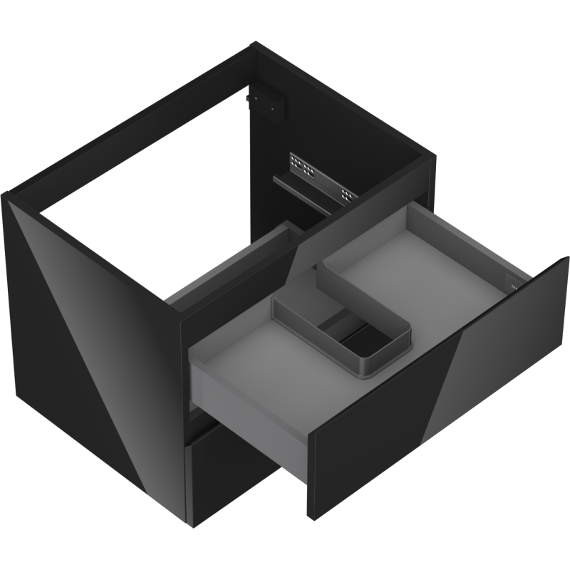 Mexen Orio meuble-lavabo 60 cm, 2 tiroirs, noir brillant - 91A10-06047-2-BFF70