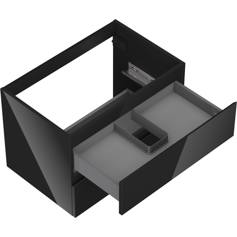 Mexen Orio meuble de salle de bain sous lavabo 70 cm, 2 tiroirs, noir brillant - 91A10-07047-2-BFF70
