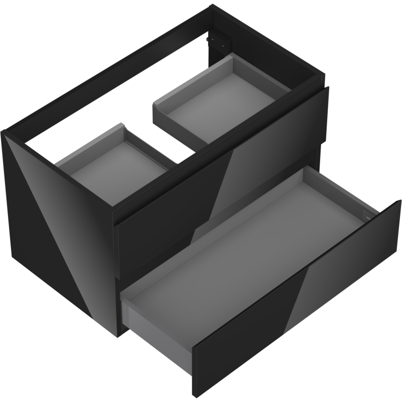 Mexen Orio meuble de salle de bain sous-lavabo 80 cm, 2 tiroirs, noir brillant - 91A10-08047-2-BFF70