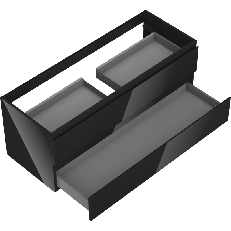 Mexen Orio meuble de salle de bain sous lavabo 120 cm, 2 tiroirs, noir brillant - 91A10-12047-2-BFF70