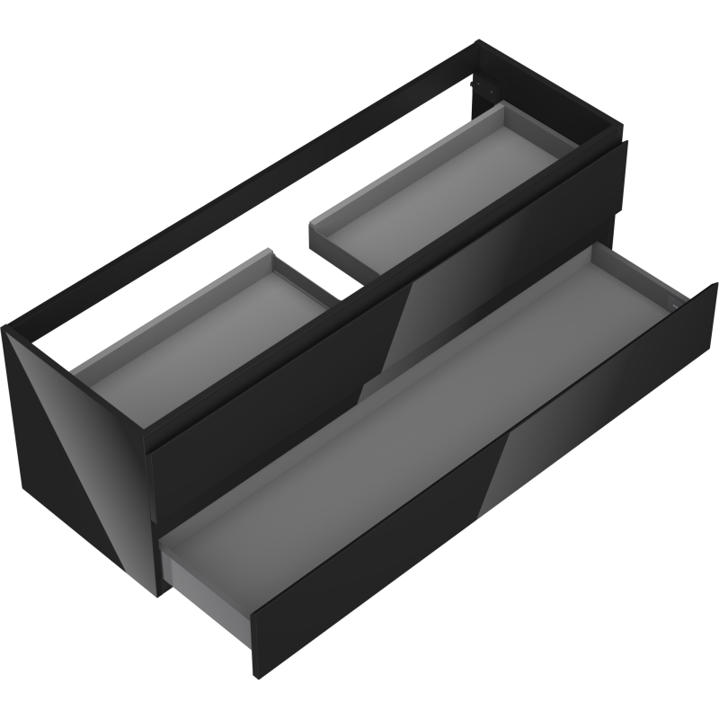 Mexen Orio armoire de salle de bain sous-lavabo 140 cm, 2 tiroirs, noir brillant - 91A10-14047-2-BFF70